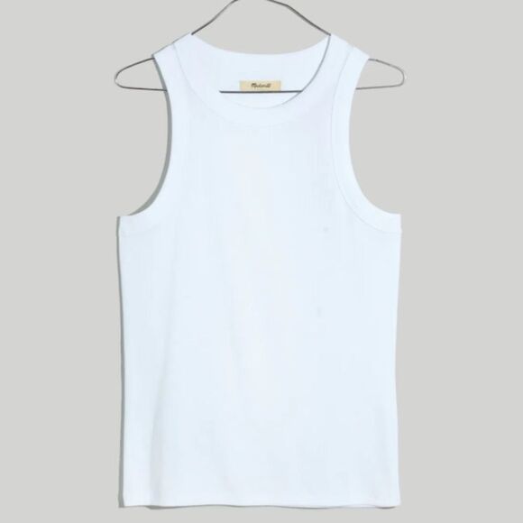 Madewell Top XXS Summer Rib Cutaway Tank White Perfect Racerback - Picture 2 of 12